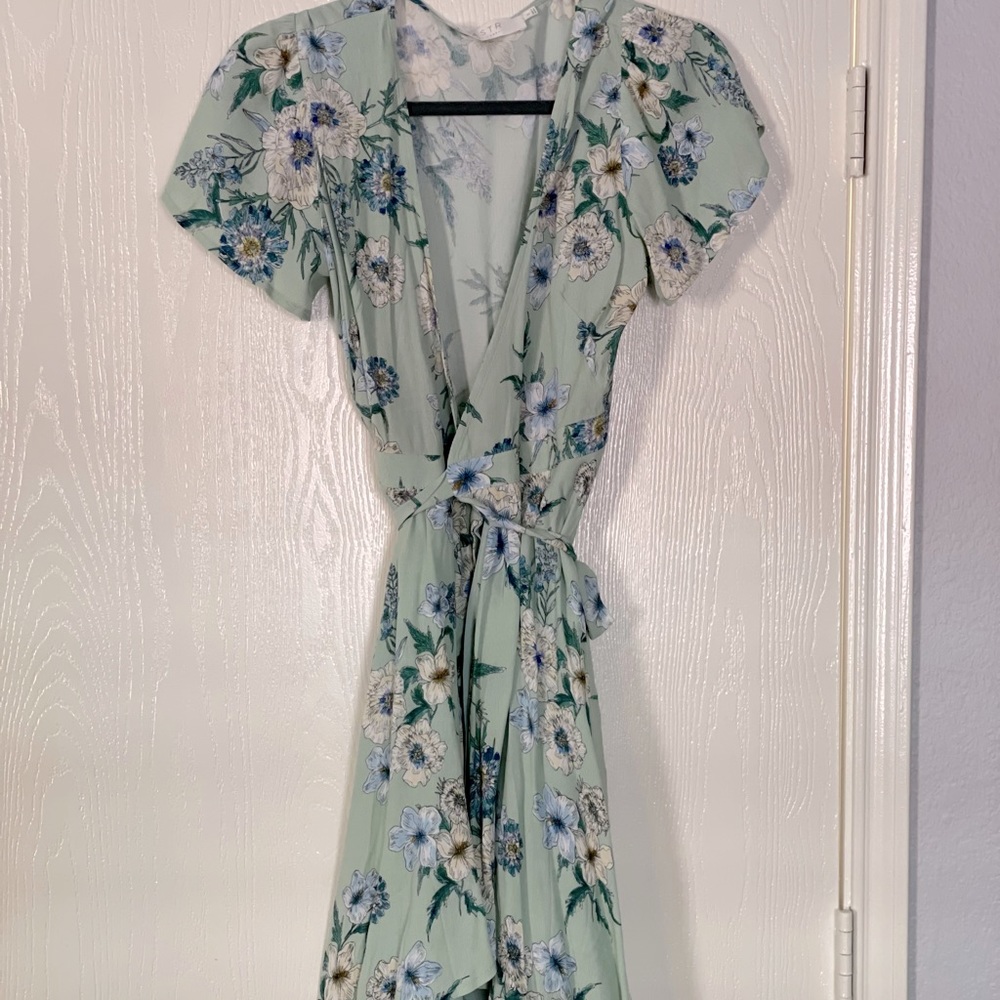 ASTR The Label Green Mini Wrap Dress